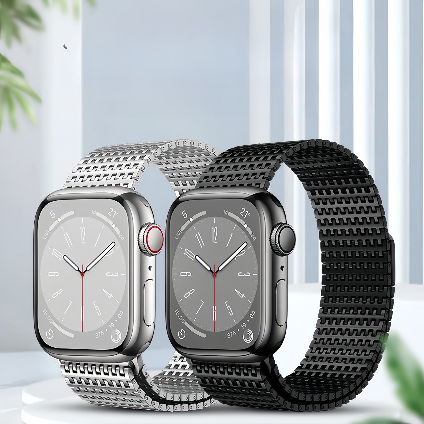 2024 Handwoven Magnetic Curve Chain Metal Watch Band for Apple Watch