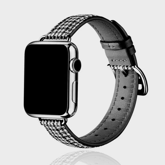 Houndstooth Leather Apple Watch Band Fasion