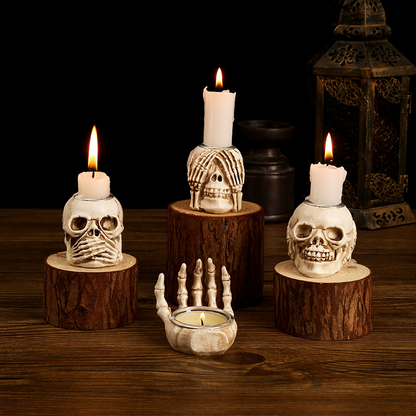 🕯️Hauntingly Real Skull Candle Holder