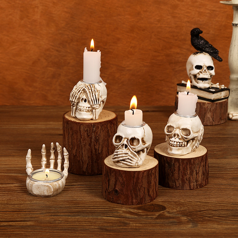 🕯️Hauntingly Real Skull Candle Holder