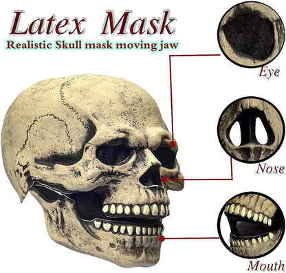 Creepy Full Head Skull Mask Skeleton Mask- Movable Jaw Party Cosplay Mask Decoration