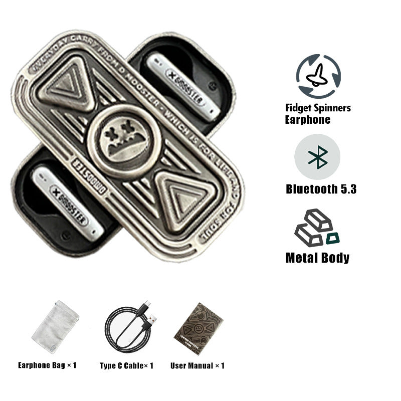 Elephant Nose Joint Big Monster 3-in-1 Metal Fidget Spinner-Slider-Earphone True Wireless Bluetooth extended battery life Headset