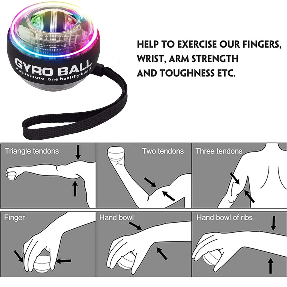 LED Wrist Ball Power Trainer Self-starting Gyro Ball